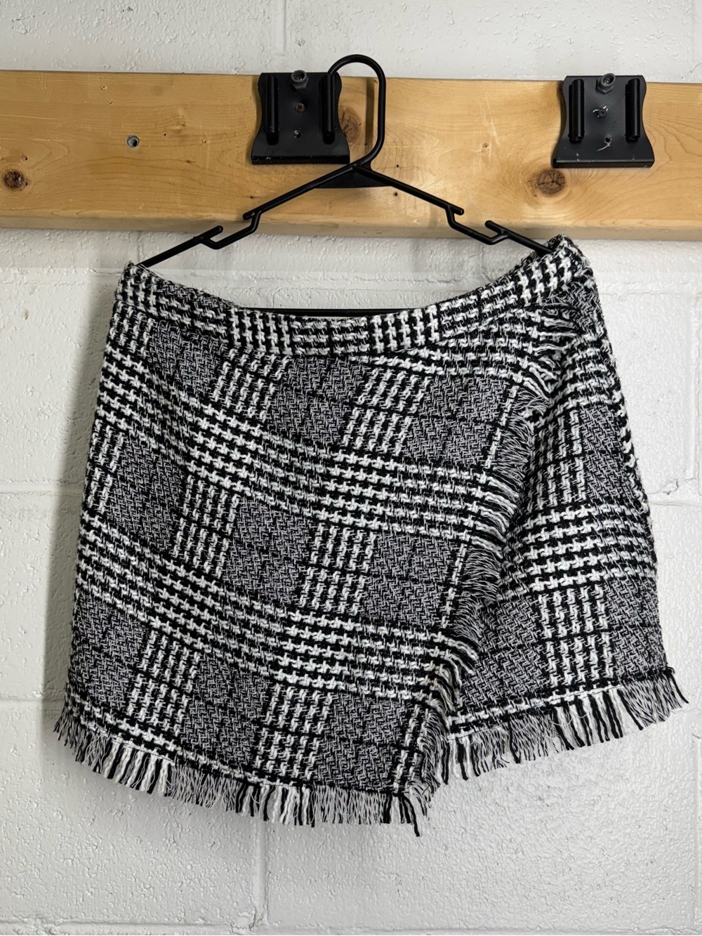 Primark Black and White Tweed Fringe Mini Skirt